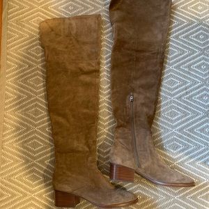 Via Spiga Dark Tan/Dark Taupe Suede OTK Boot SZ 8
